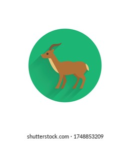 Antelope colorful flat icon with long shadow. Antelope flat icon