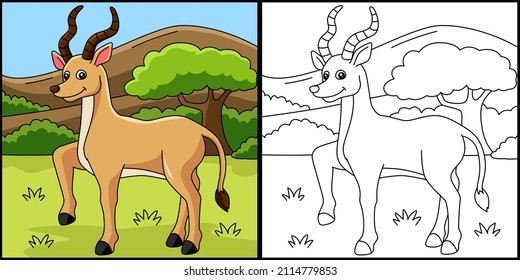 Antelope Coloring Page Vector Illustration