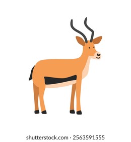 Antelope gazelle cartoon clipart. Anlepope gazelle vector illustration in flat style. Hand-drawn wild animal concept