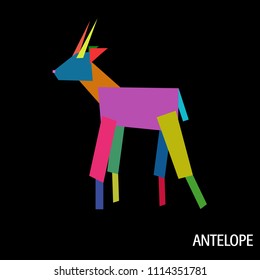 Antelope goat animal logo icon sign Abstract colorful geometric cartoon design origami style Fashion print for clothes apparel greeting invitation card picture banner poster flyer websites Vector