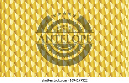 Antelope golden emblem. Scales pattern. Vector Illustration. Detailed.