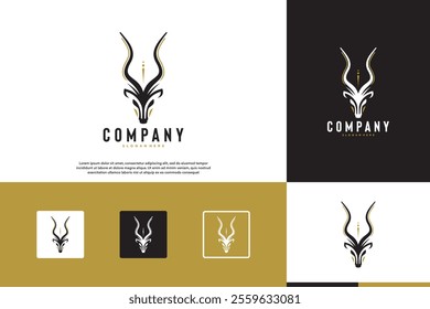 antelope head antlers with minimalist and elegant style, graphic design template.