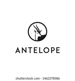 Antelope Head Cirlce Design Concept Drawing Animal Illustration Vector Design 