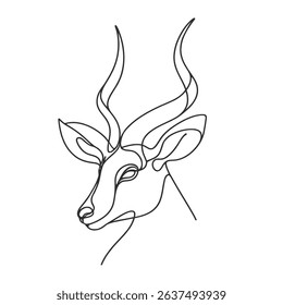 Antelope head minimalist drawing. Continuous line art. Vector illustration.