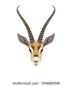 Antelope head on a white background. Gazelle. Safari animals