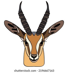 Antelope head. Portrait of small cattle, goat. Isolated on a white background. Design element for logo, poster, card, banner, emblem, t-shirt. Vector illustration.