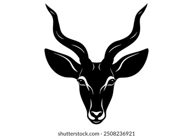 Antelope Head Silhouette vector illustration on white background.