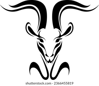 Antelope head tattoo, tattoo illustration, vector on a white background.