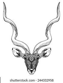 Antelope head tattoo. psychedelic