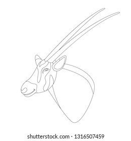 antelope head,vector illustration, lining draw, profile view