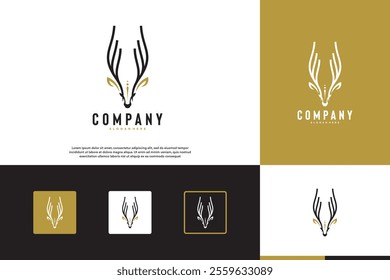 antelope horn abstract logo , animal mascot , wild nature , graphic vector template.