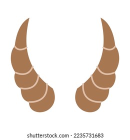 Antelope Horns and antlers vector illustration. Horns of wild animal as trophies isolated on white background. Wildlife, hunting concept