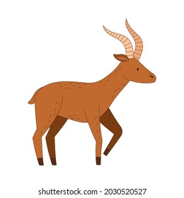 Antelope with Horns in Standing Pose Vector Illustration