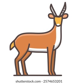 Antelope icon. Flat illustration of deer with big horns for web design.