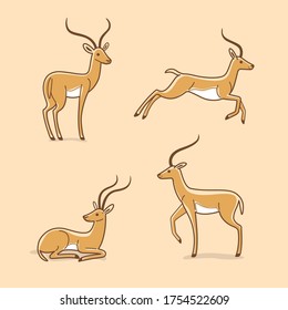 Antelope icon set. Different type of animal. Vector illustration for emblem, badge, insignia.