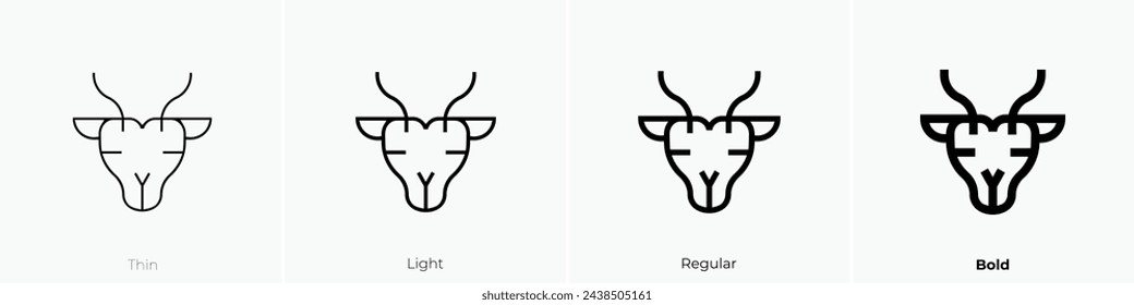 antelope icon. Thin, Light Regular And Bold style design isolated on white background