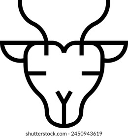 icono de antílope. Diseño de estilo lineal delgado aislado sobre fondo blanco