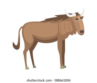 Antelope isolated on white background. African animal in cartoon style.
