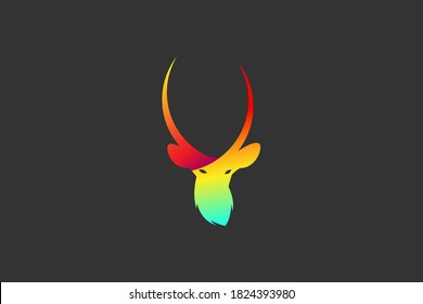 Antelope logo in golden ratio. Modern symbol of deer. Harmony color concept. Fit for zoo, animal and nature logo