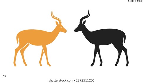 Antelope Logo. Einzelne Antilope auf weißem Hintergrund
