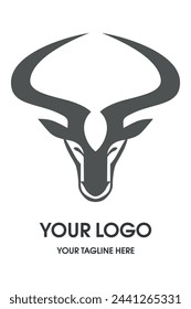 Antelope logo line icons. Wild animal brand label. Vector illustration.