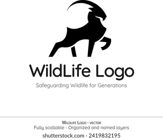 antelope logo. Markhor mascot, emblem.. Vector illustration of a goat