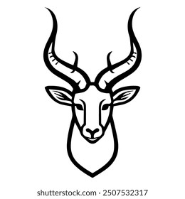 Antelope-Logo oder modernes Liniensymbol. Vektorliniengrafik und Symboldesign mit fettgedrucktem Umriss. Schwarz und weiß Pixel Perfekte minimalistische Symbol isolieren weißen Hintergrund. Creative-Logo