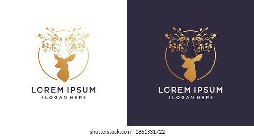 antelope logo with nature concept premium vecto