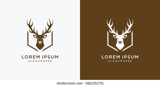 antelope logo with nature concept premium vector
