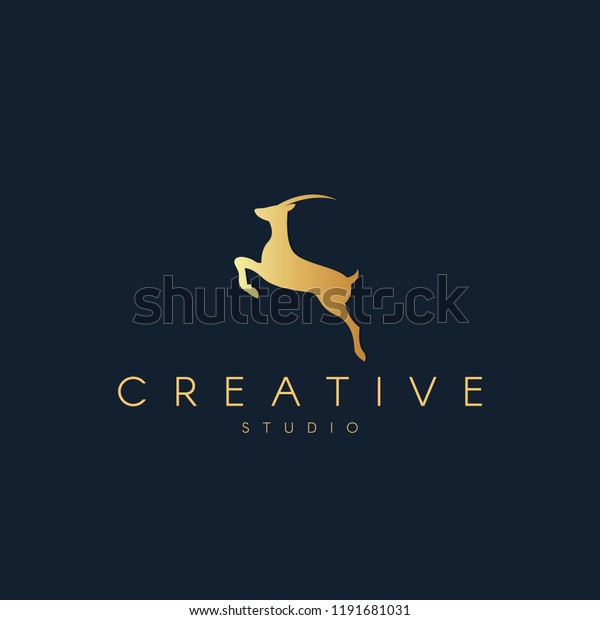 Antelope logo. Antelope silhouette. Trendy animal logo\
design. 