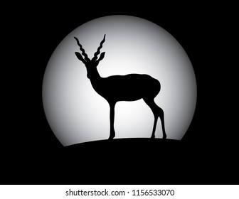 Antelope with the Moon Background, Vector Design