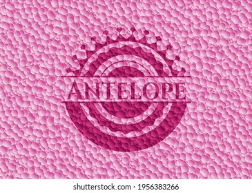 Antelope pink emblem with bubbles background. Vector Illustration. Detailed. 