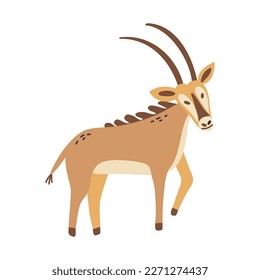Antelope Sable. Vector illustration of cute safari animal.