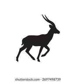 Ilustración plana de Vector de icono de silueta de antílope