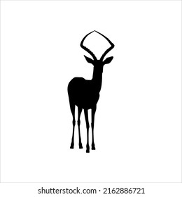 Antelope Silhouette for Logo Type, Art Illustration, Pictogram, Apps, Website, or Graphic Design Element. Vector Illustration