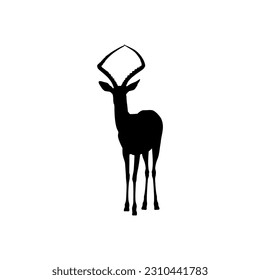 Antelope Silhouette for Logo Type, Art Illustration, Pictogram, Apps, Website, or Graphic Design Element. Vector Illustration