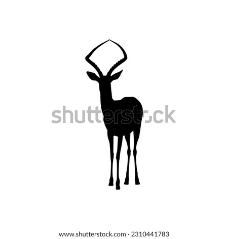 Antelope Silhouette for Logo Type, Art Illustration, Pictogram, Apps, Website, or Graphic Design Element. Vector Illustration
