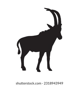 antelope silhouette set collection isolated black on white background vector illustration