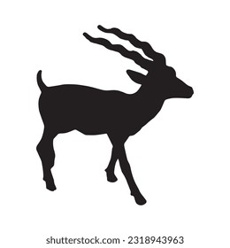 antelope silhouette set collection isolated black on white background vector illustration