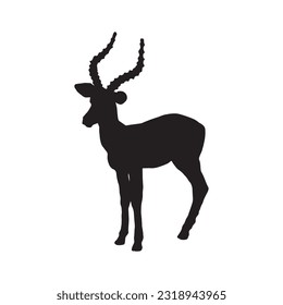 antelope silhouette set collection isolated black on white background vector illustration