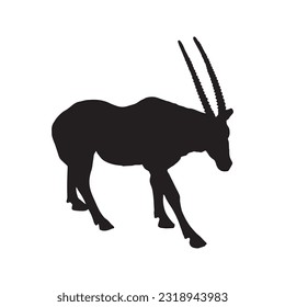 antelope silhouette set collection isolated black on white background vector illustration