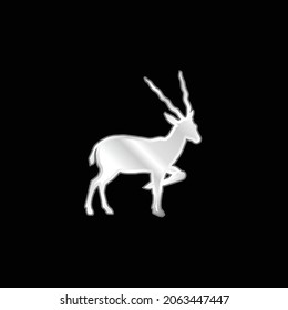Icono metálico plateado Antelope Silhouette From Side View