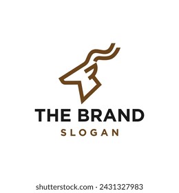 Antelope simple line icon logo vector design, modern animal logo pictogram design