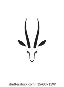 Antelope springbok. Safari park. Logo. Wild animal. Isolated antelope head on white background