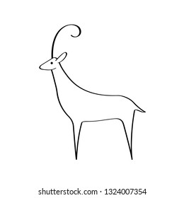 Antelope stands silhouette view side for logos, emblems, badges, labels template design element. Vector illustration.