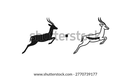 Antelope Vector Icons: Graceful Black and White Deer Designs Vector