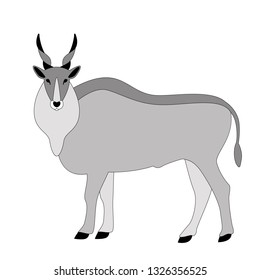 antelope, vector illustration,  lining draw, profile side