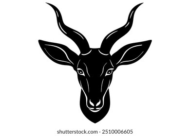 Antelope vector illustration on black and white. Antelope Silhouette on white background.