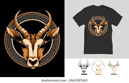antelope vector mascot logo design, design for t-shirt screen printing