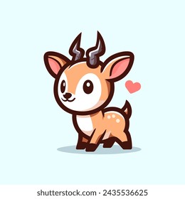 Antelope-Cute-Mascot-Logo-Illustration-Chibi-Kawaii is awesome logo, mascot or illustration for your product, company or bussiness